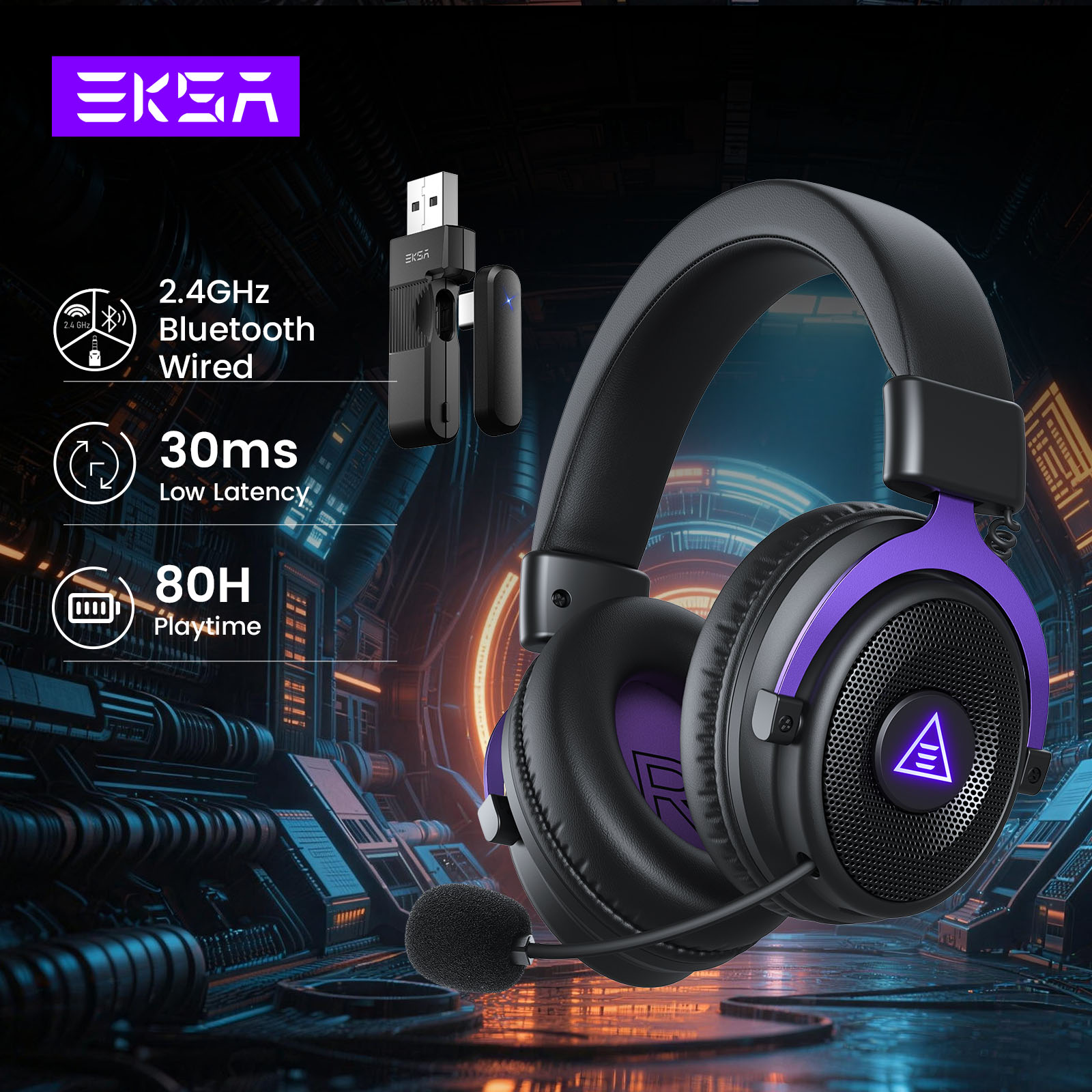 Pc Gaming Gigabyte - EKSA E900 WT 2.4GHz Wireless Headphones