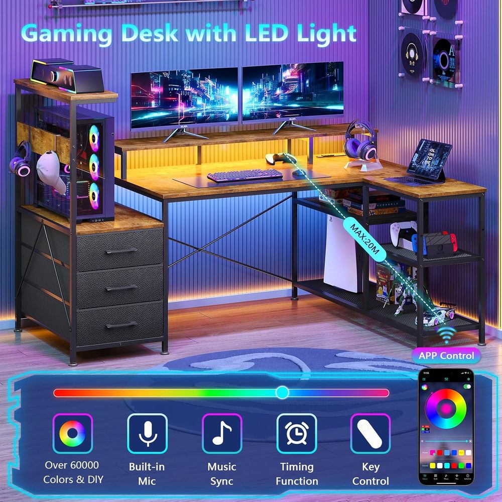 L-Shaped Gaming Desk with Draw - огляд і ціна Monitor Stand